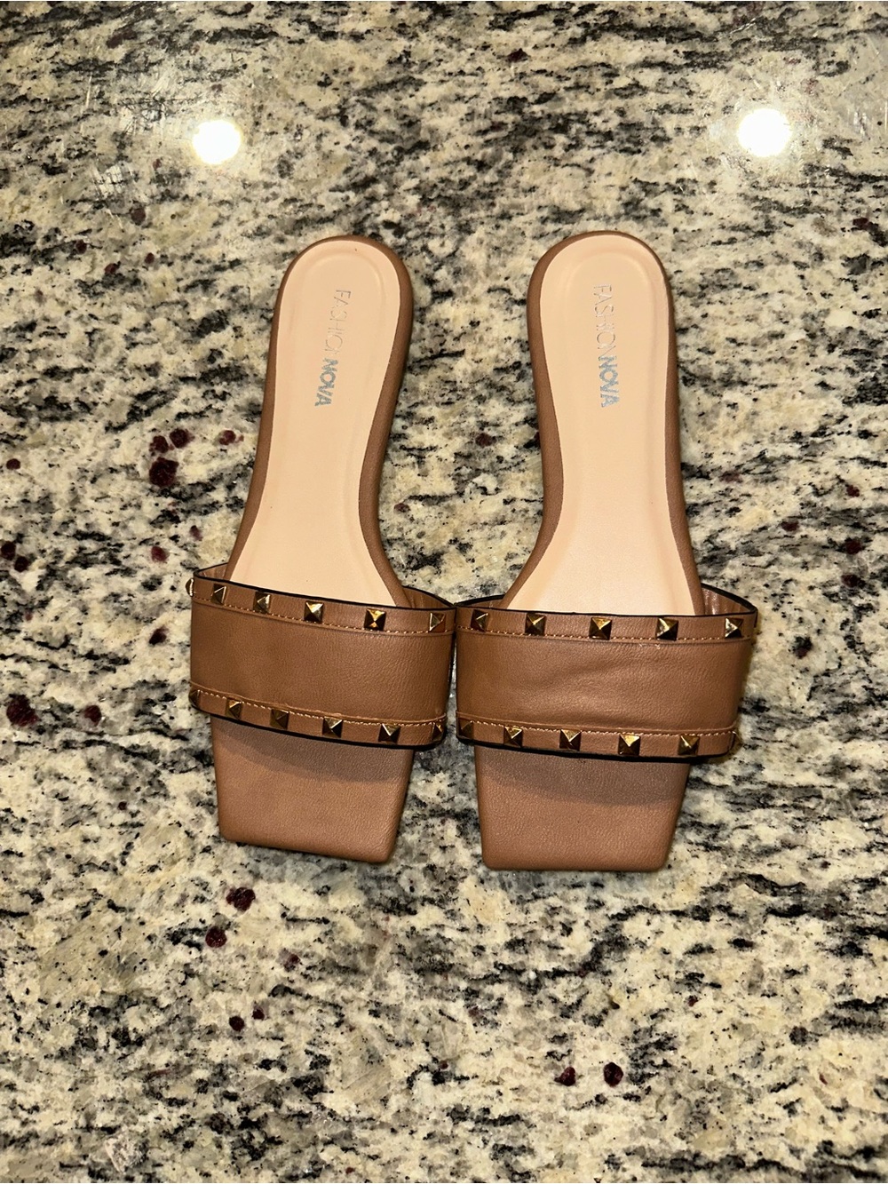 Fashion nova Brown Stud Slide Sandals